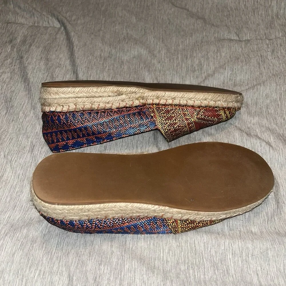 Soft Surroundings Nissa Espadrille Metallic Tribal Aztec Print Boho Shoes Sz 9